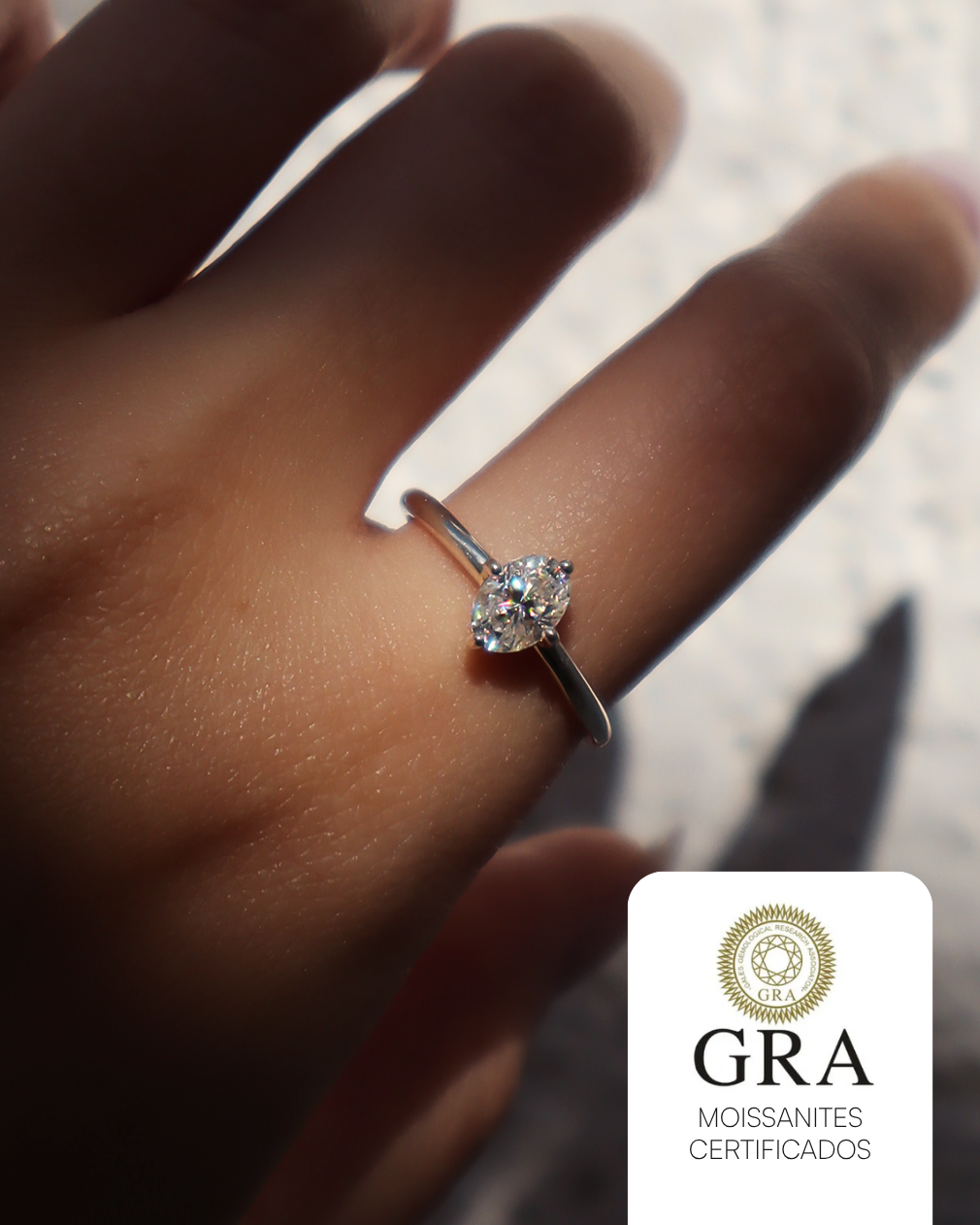 ANEL SOLITÁRIO OVAL MOISSANITE 1CT