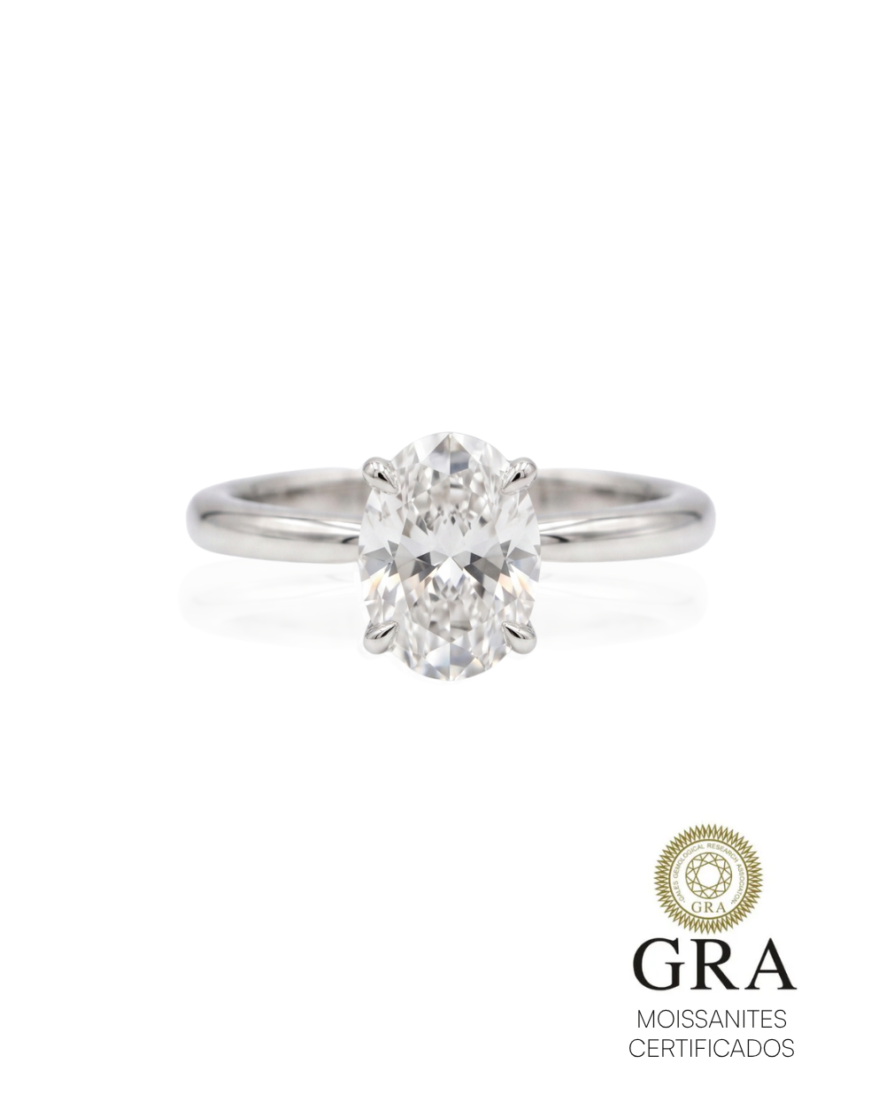 ANEL SOLITÁRIO OVAL MOISSANITE 1CT